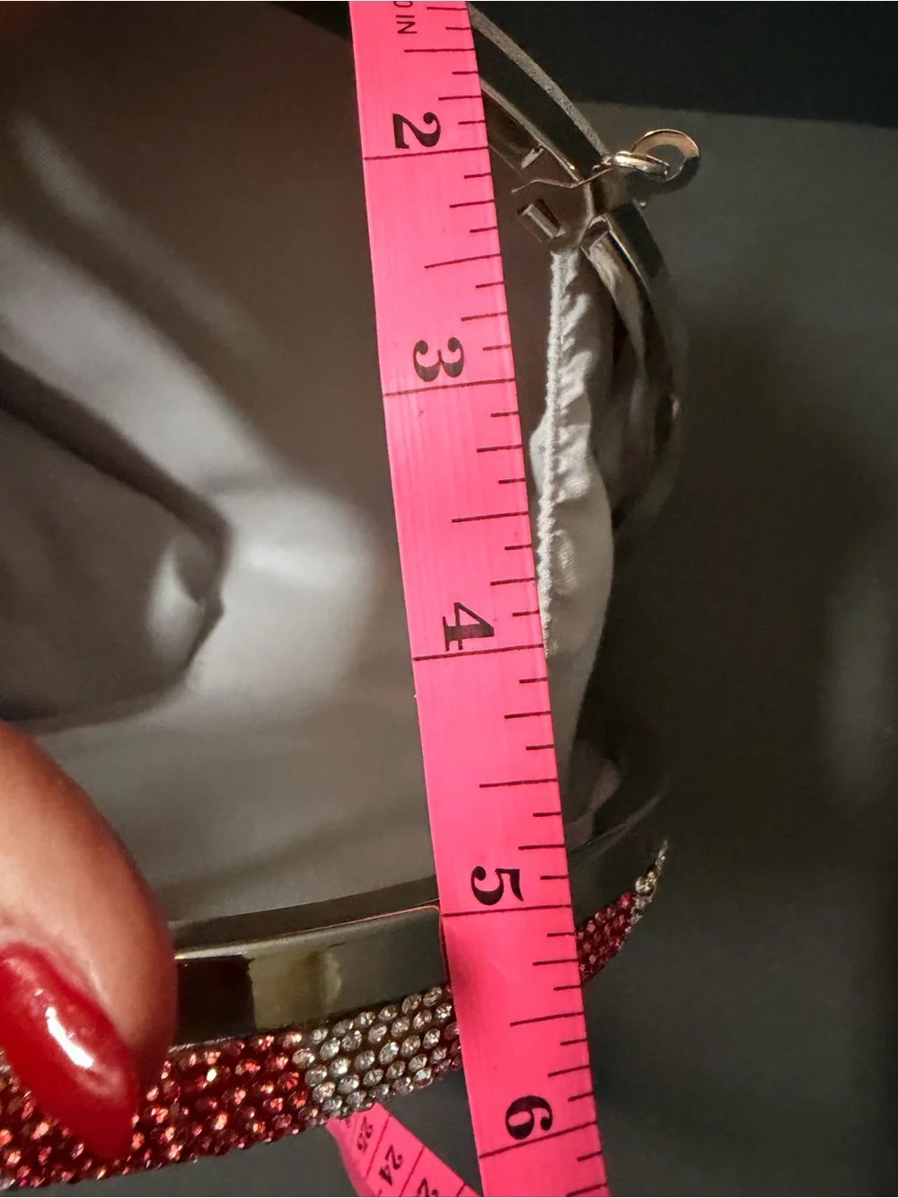 Alessi Red & Silver Round Crystal Wristlet Clutch